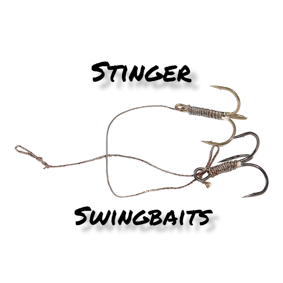 Bass Stinger rigs 2/0 Wide Gape+Size 2 Circle Stinger x 3 Rig Pack